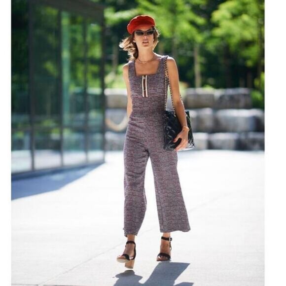 MAJE Renatelle Tweed Jacquard Jumpsuit Size Medium - Picture 2 of 13